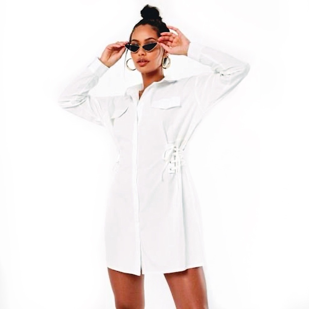 NWT Missguided White Button Up Shirt Dress
